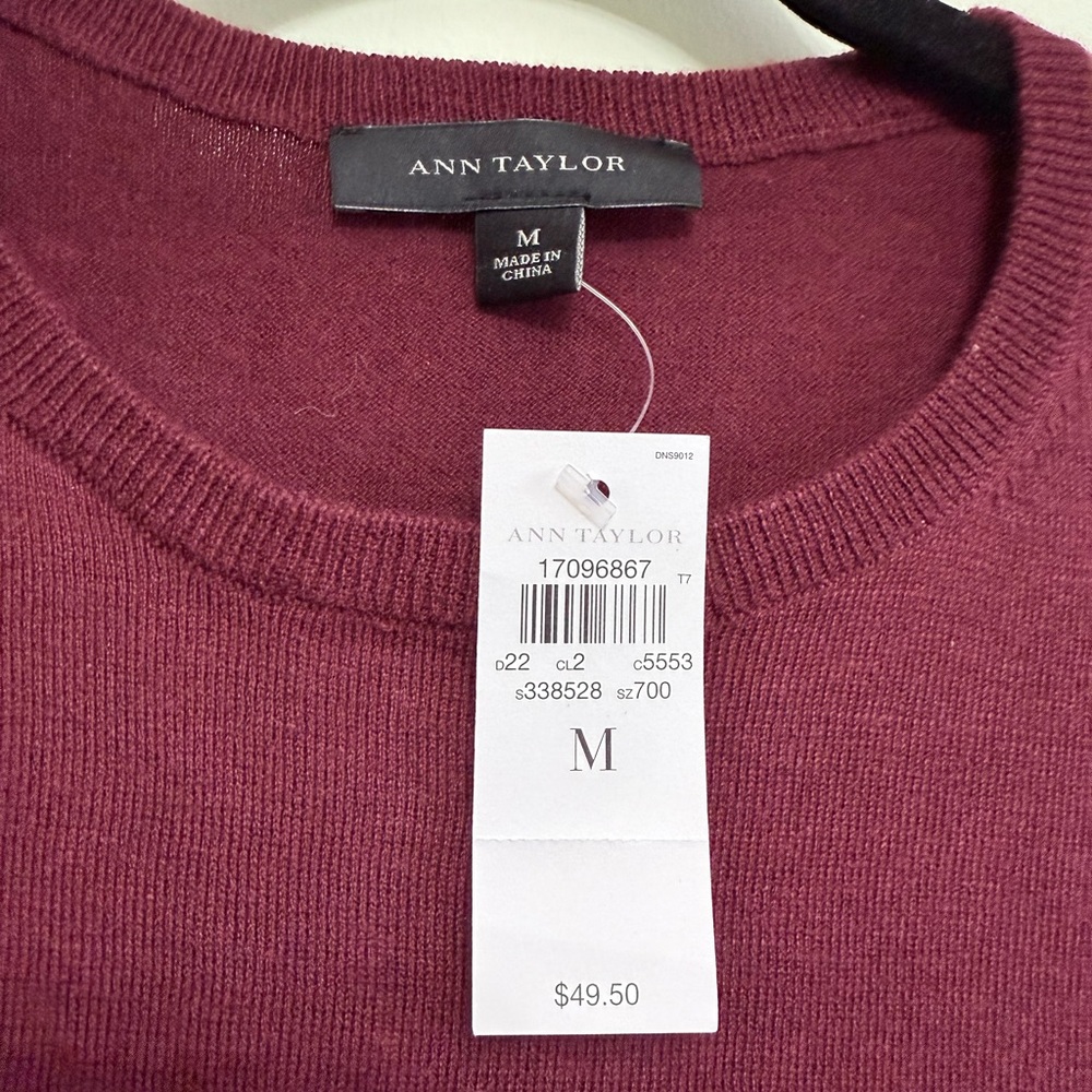 Ann Taylor Deep Red Crewneck Sweater Medium